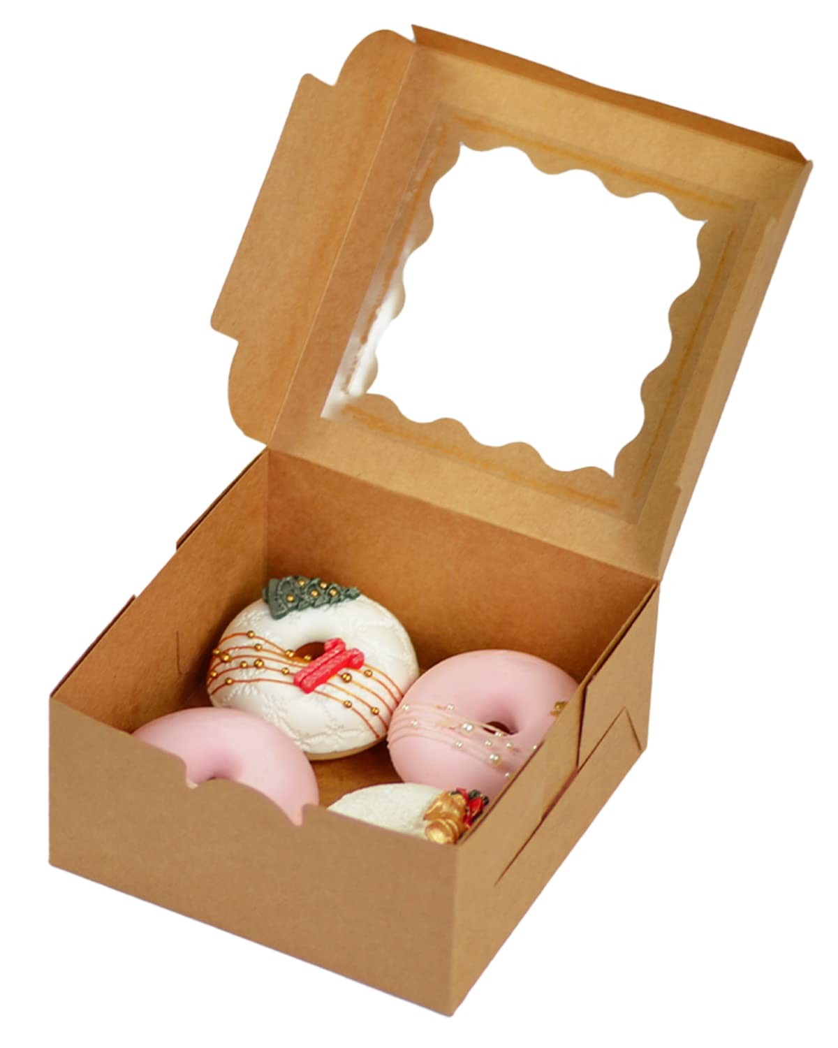 Bakepacker Brown 30-Packs Bakery Boxes with Window 6x6x3 inches Thick &