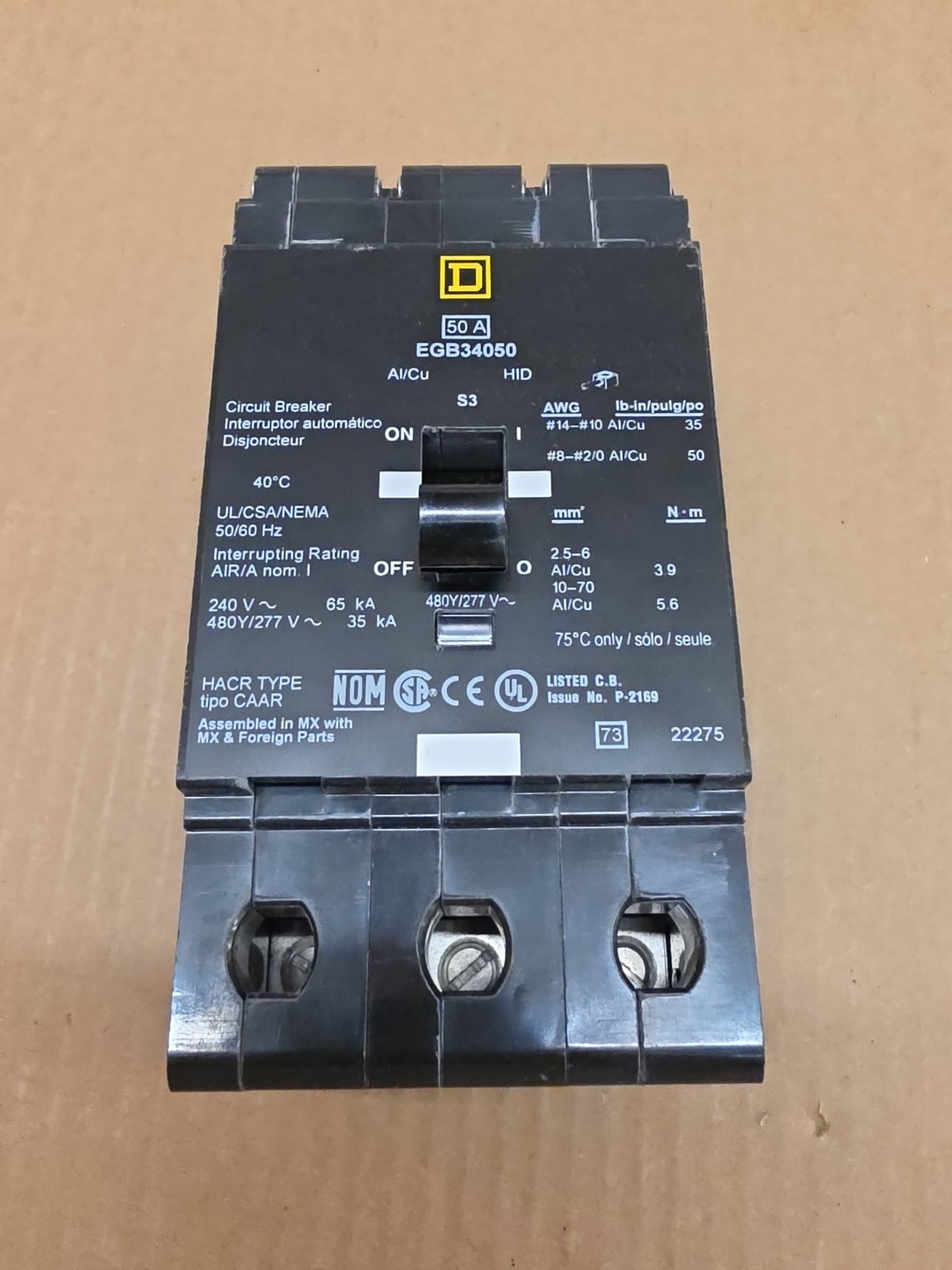 Square D EGB34050 Nob