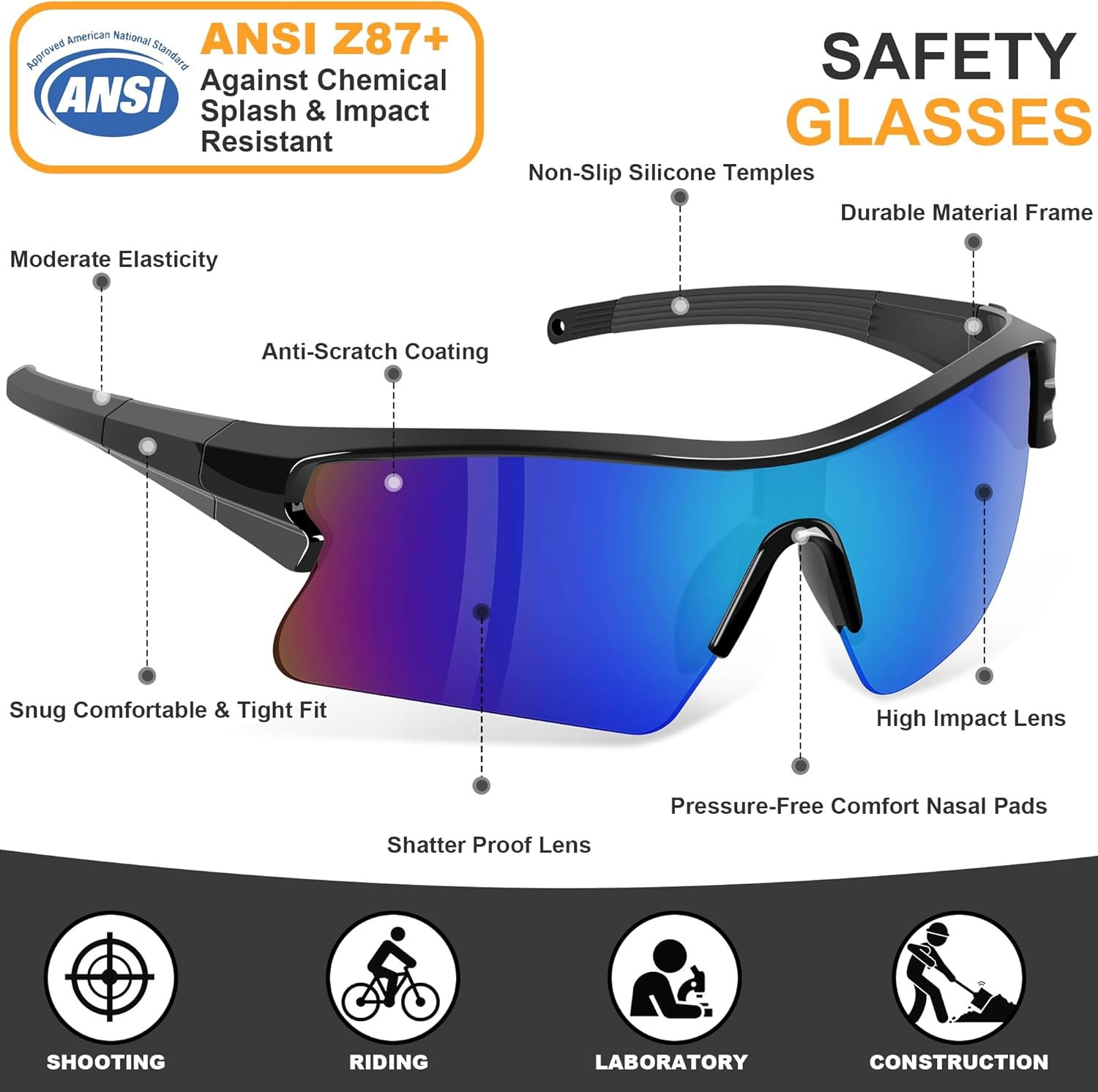 12 Pair Safety Glasses SunGlasses Goggles anti Scratch ANSI Z87+ UV Protection