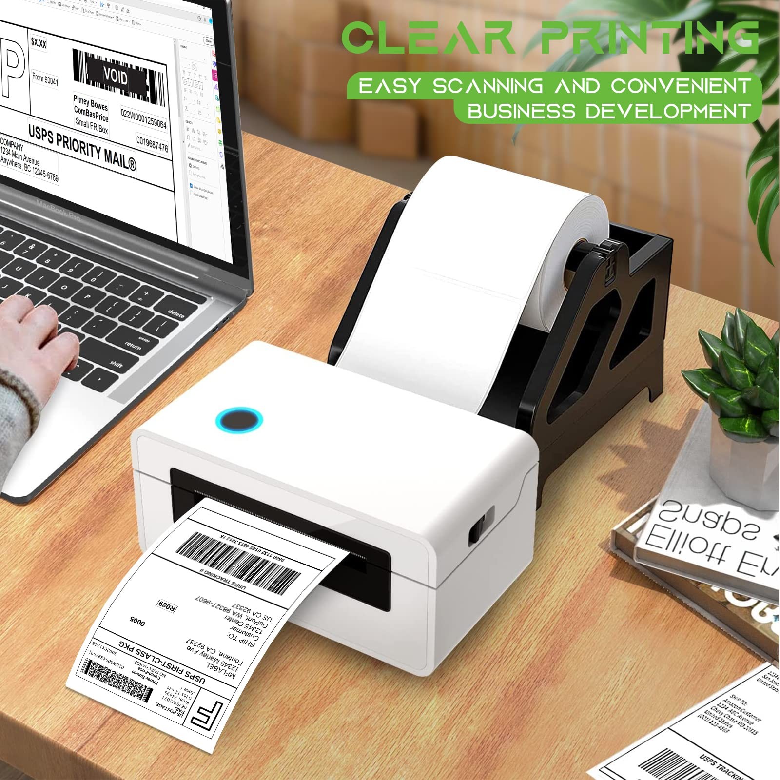MFLABEL 4×6 Direct Thermal Shipping 450 Labels/ Rolls, 450 Rolls