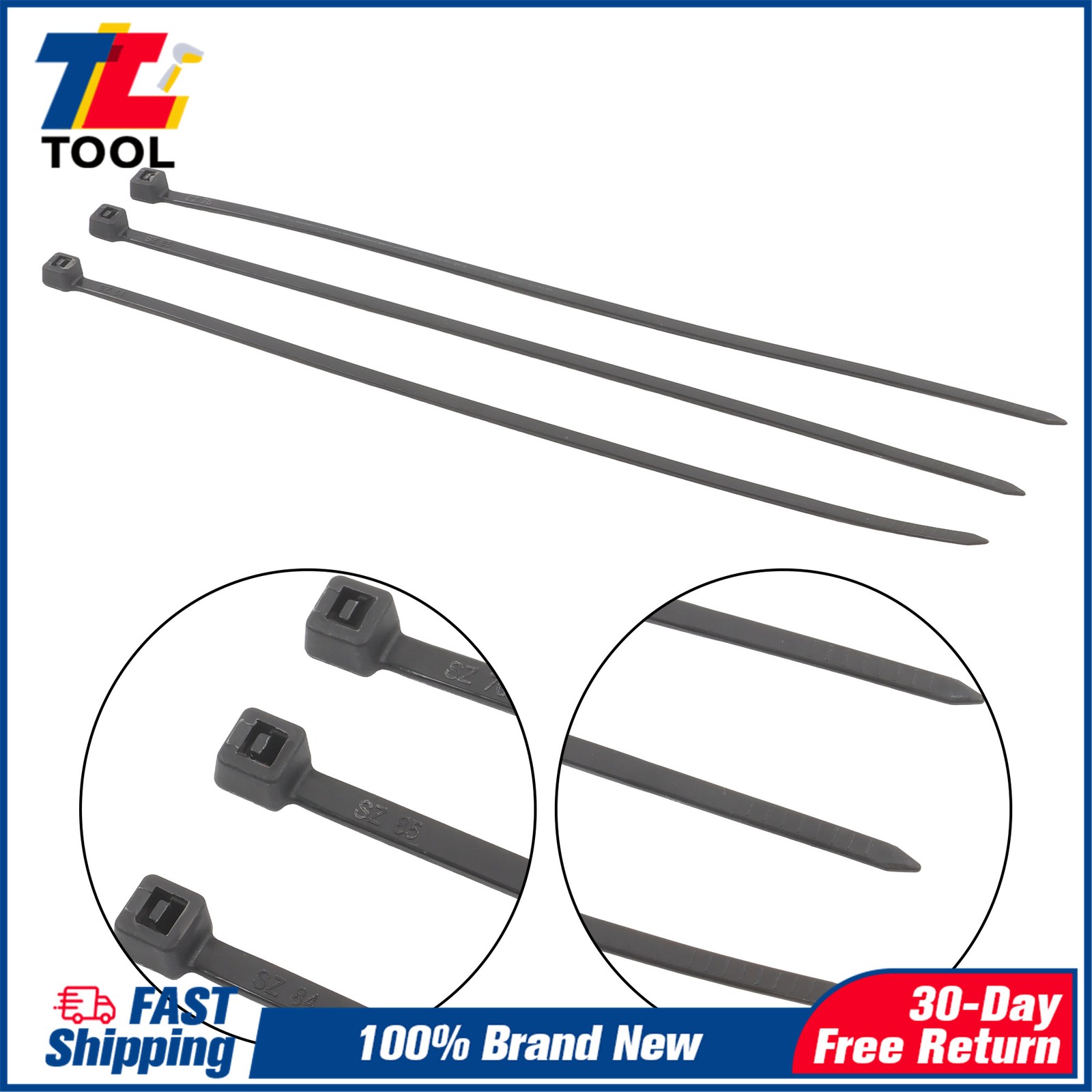 8in 1000pcs Uv Rated Zip Ties 40lb Self-Locking Plastic Cable Ties Width 0.14in