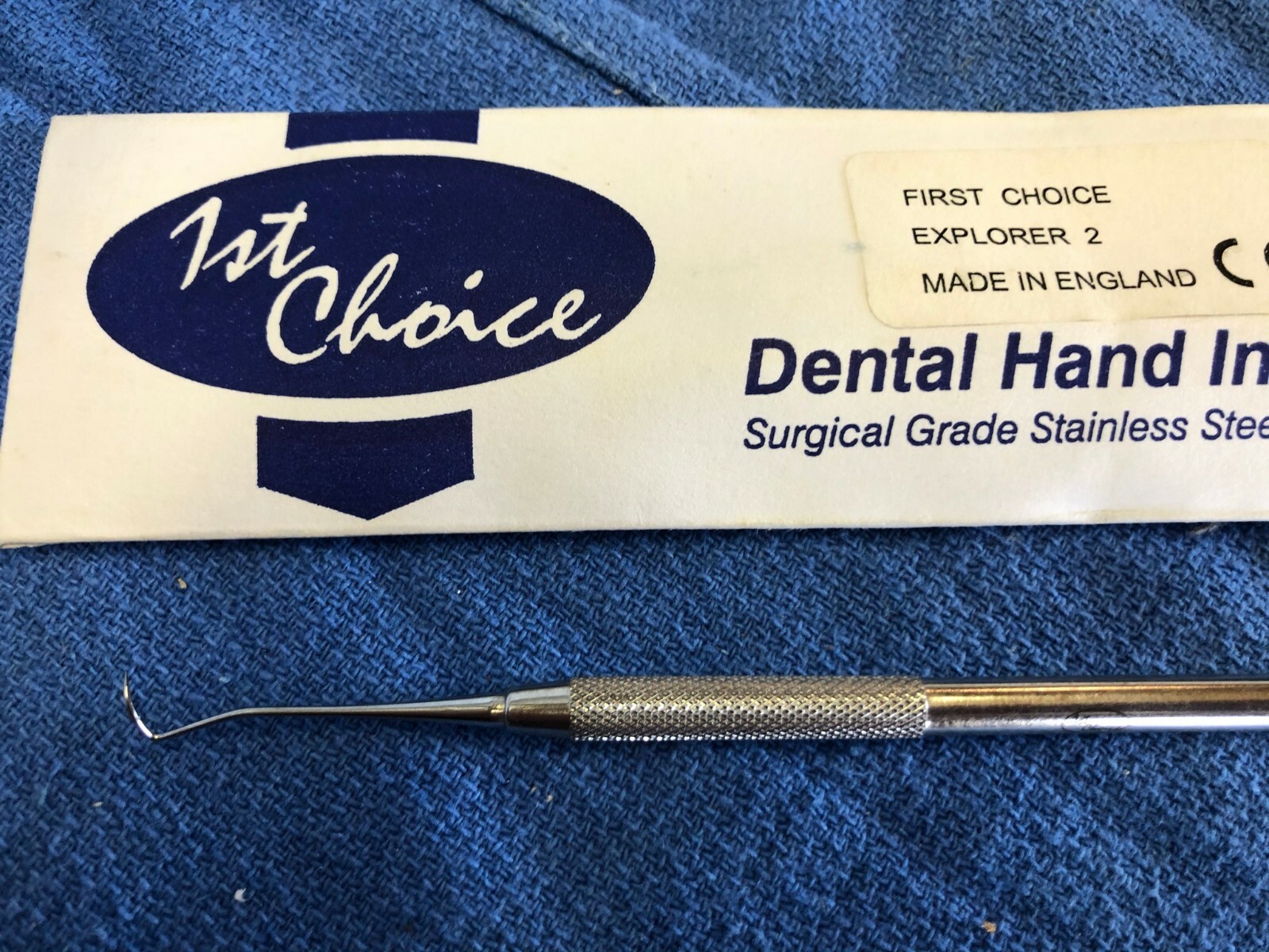 Dental Instrument Explorer 2 Made in England 1st Choice New Stainless-Steel