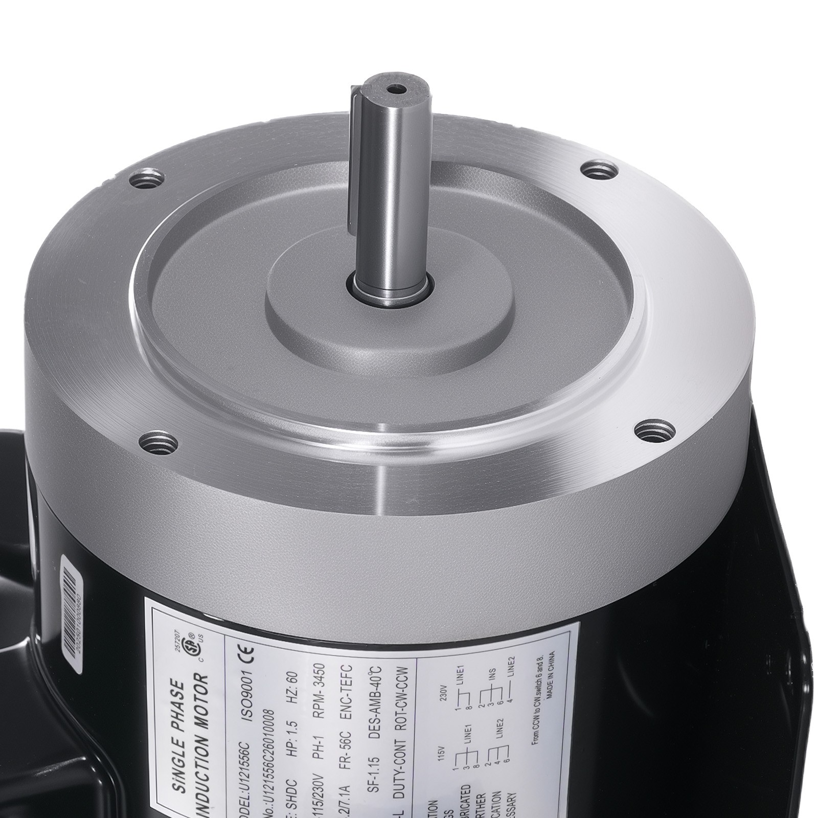 1.5HP 115V/230V Single Phase Electric Motor 3450RPM 56C Frame ODP CCW Rotation