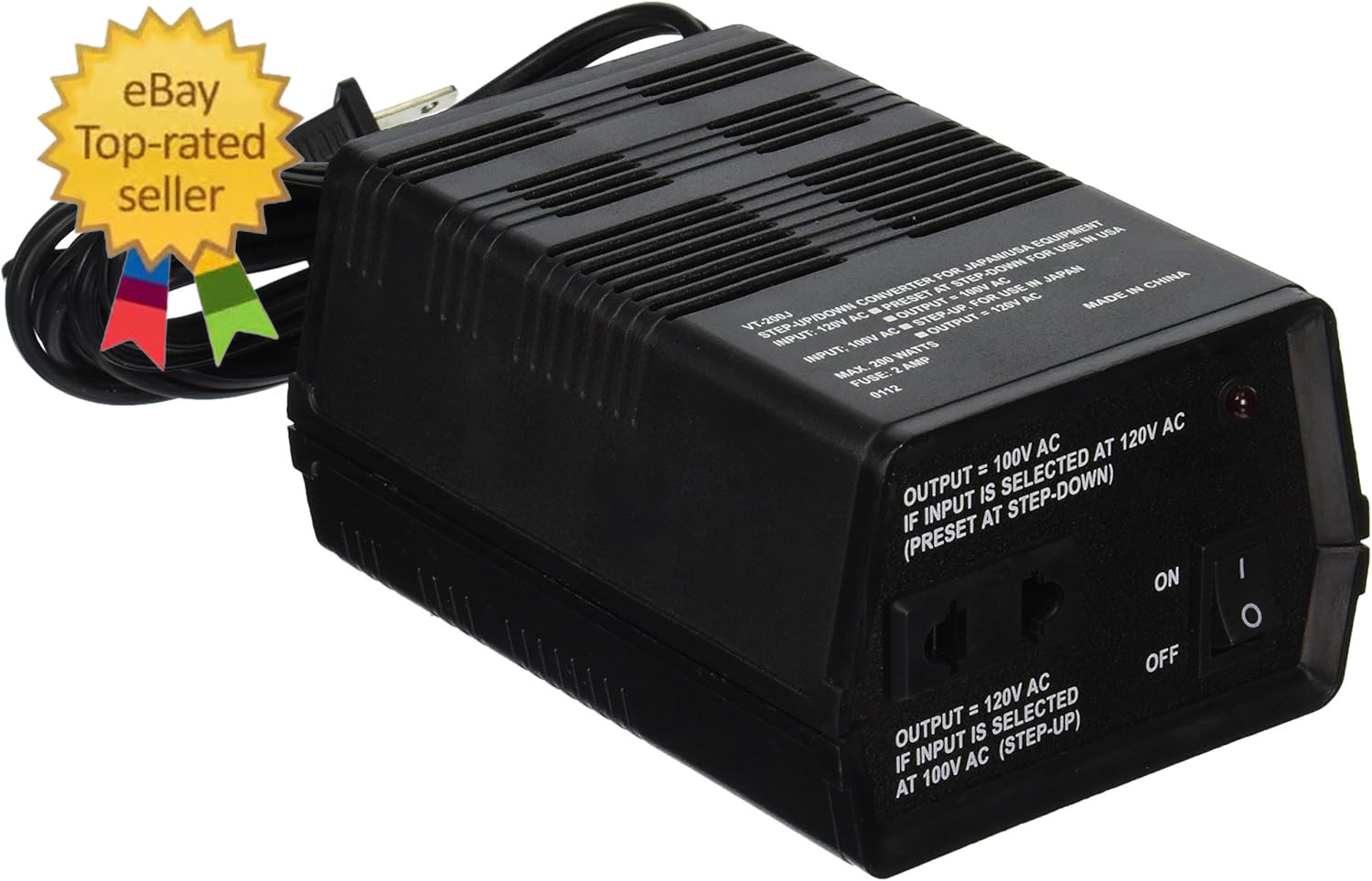 VT-200J Japanese Step up / down Voltage Transformer Converts Japan 100 Volts to