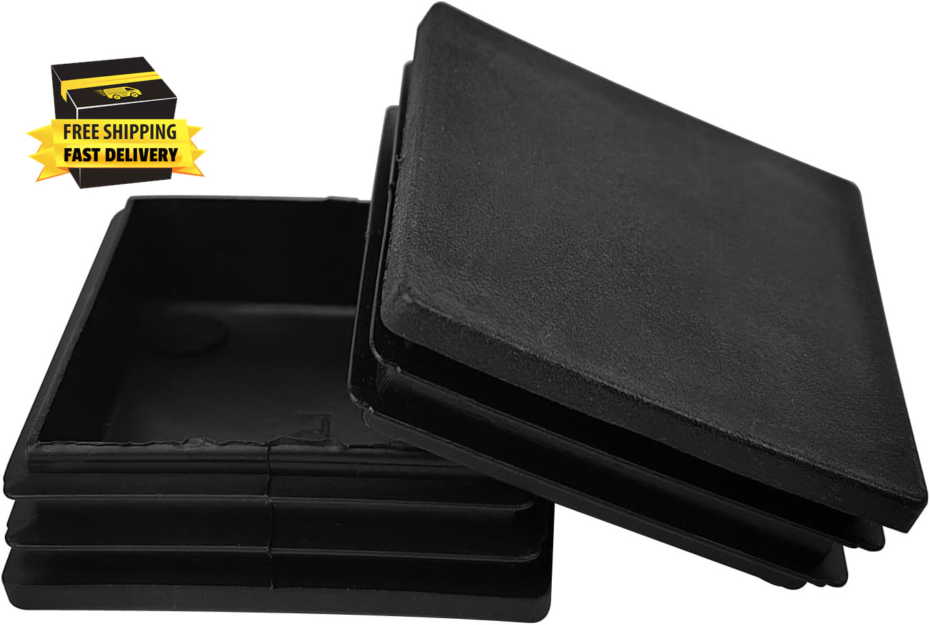 4 Pcs 2 Inch 2X2 Square Tube End Caps – Black Plastic Finishing Plugs for Metal
