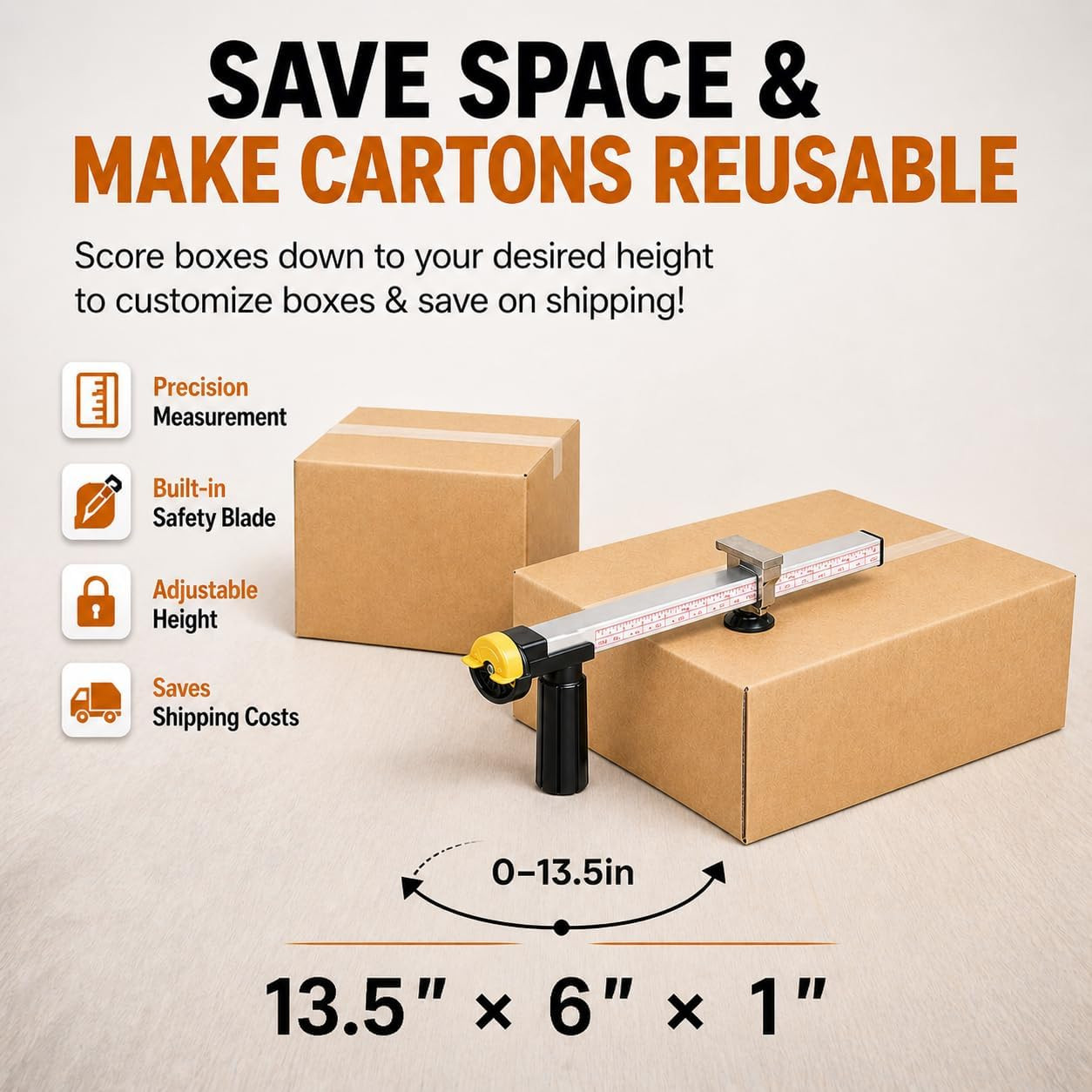 By Excell Cardboard Box Resizer Tool with Safety Blade Cover, Carton Sizer