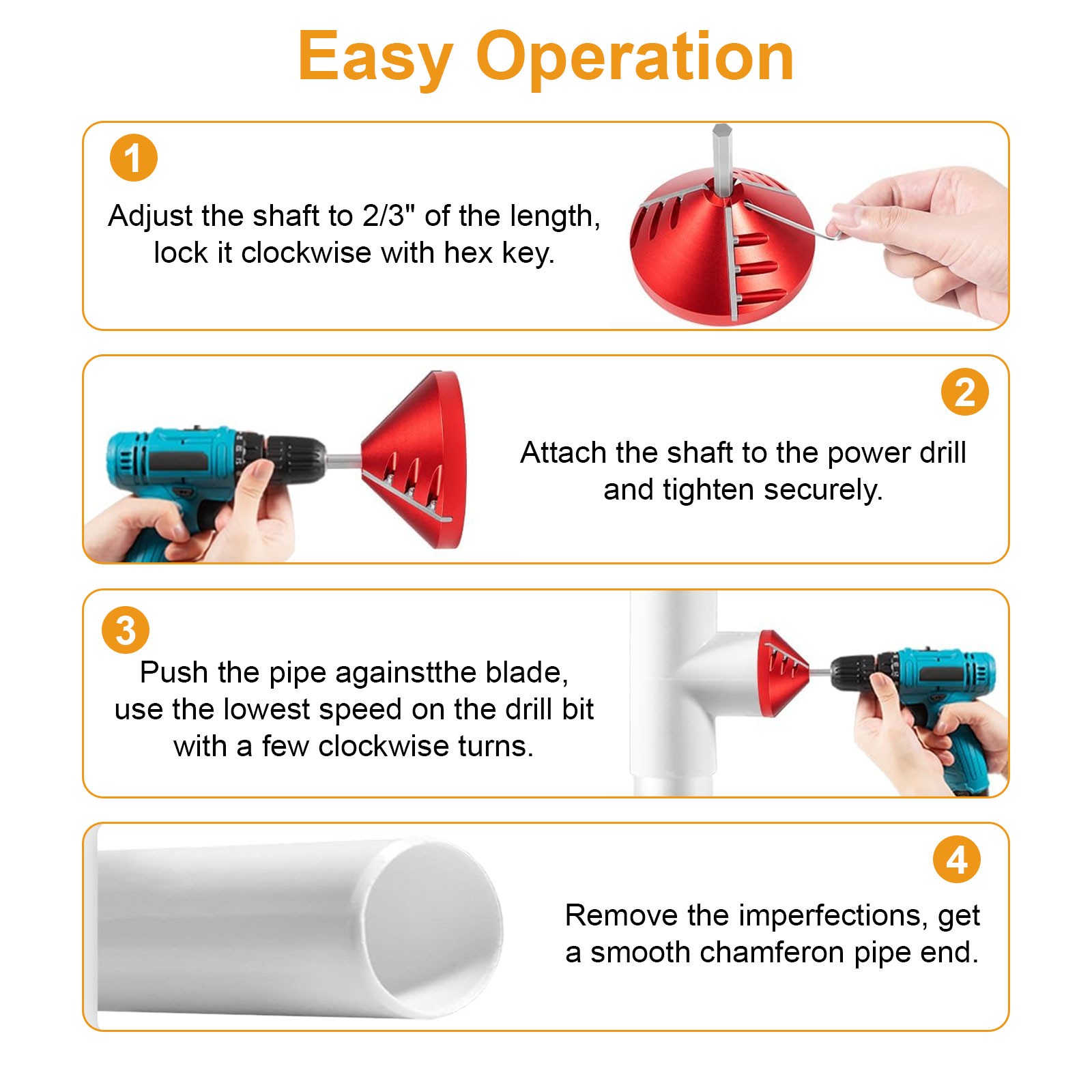 PVC Pipe Chamfering Tool Internal External Deburring Reamer for 0.75-3.5″ Pipes