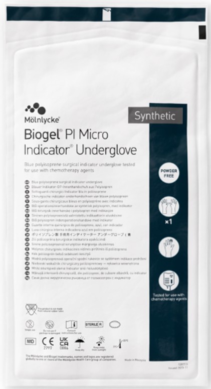 Molnlycke 48960 Biogel PI Micro Indicator Underglove Gloves 50 Count Size 6