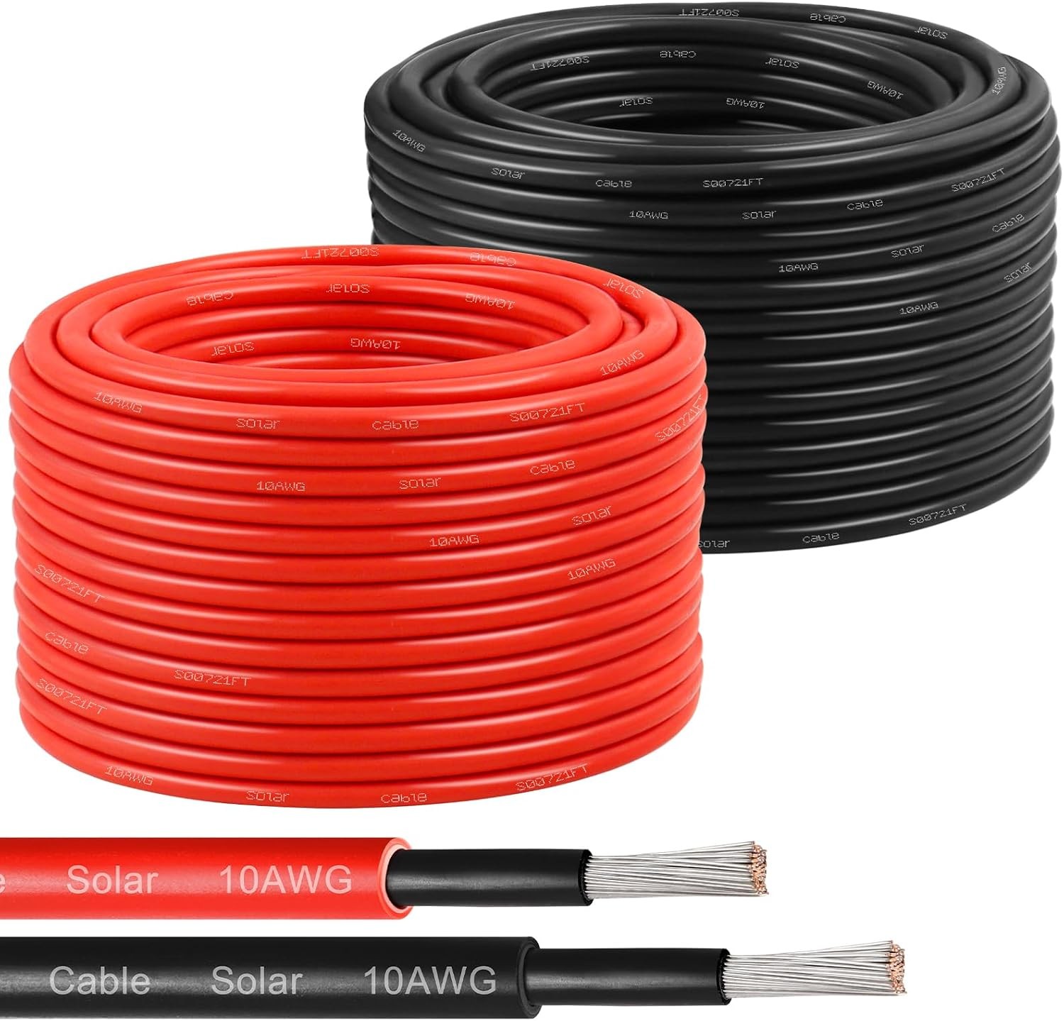 Solar Panel Wire 10 AWG(6mm²) – Solar Extension Cable 100Ft Black & 100Ft Red 10