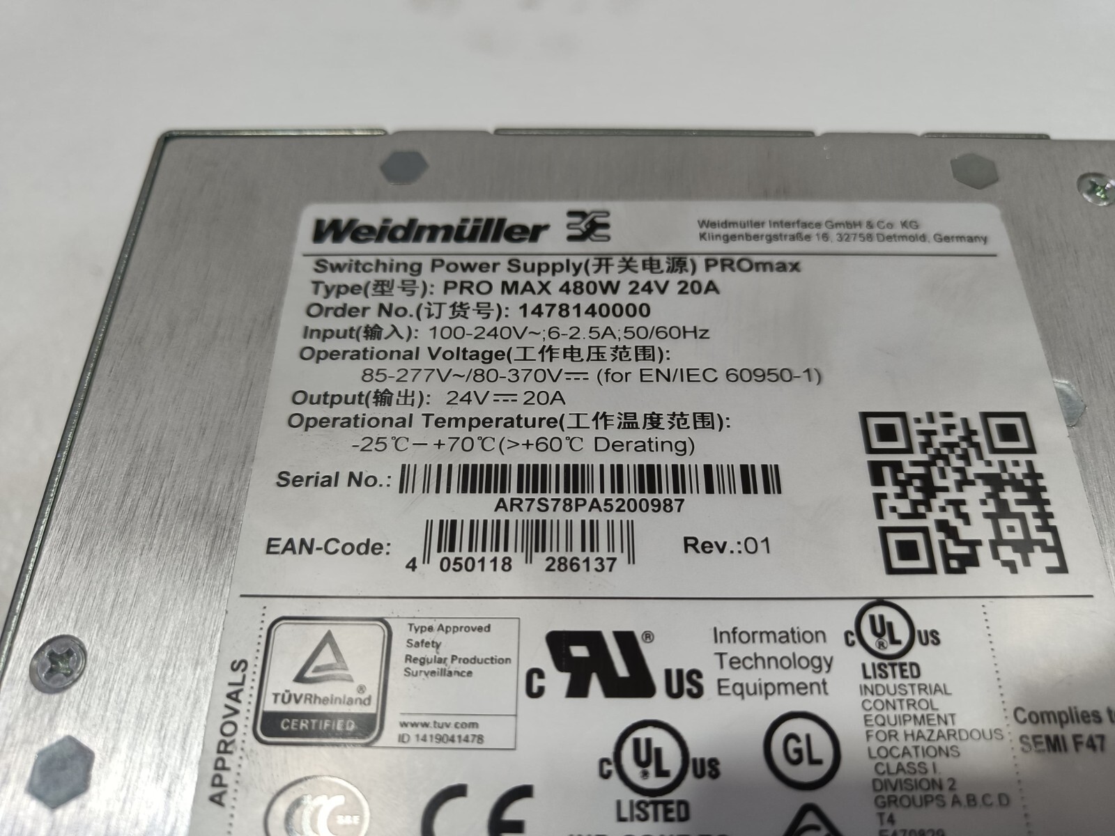 1478140000 24V 480W 20A Weidmuller MAX PRO Power Supply NEW New power 1pcs