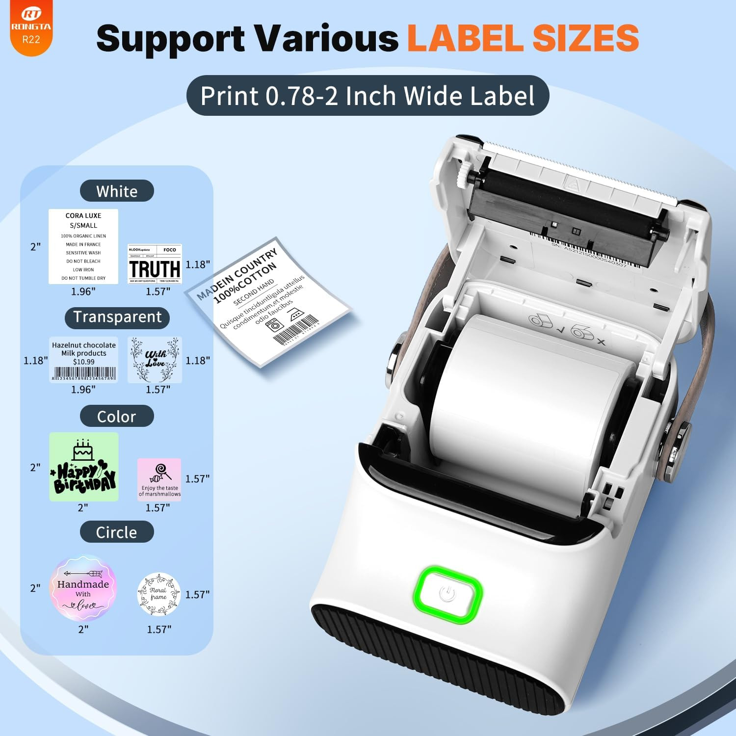 Bluetooth Label Maker Machine with Tape, Thermal Label Printer for Office, Small