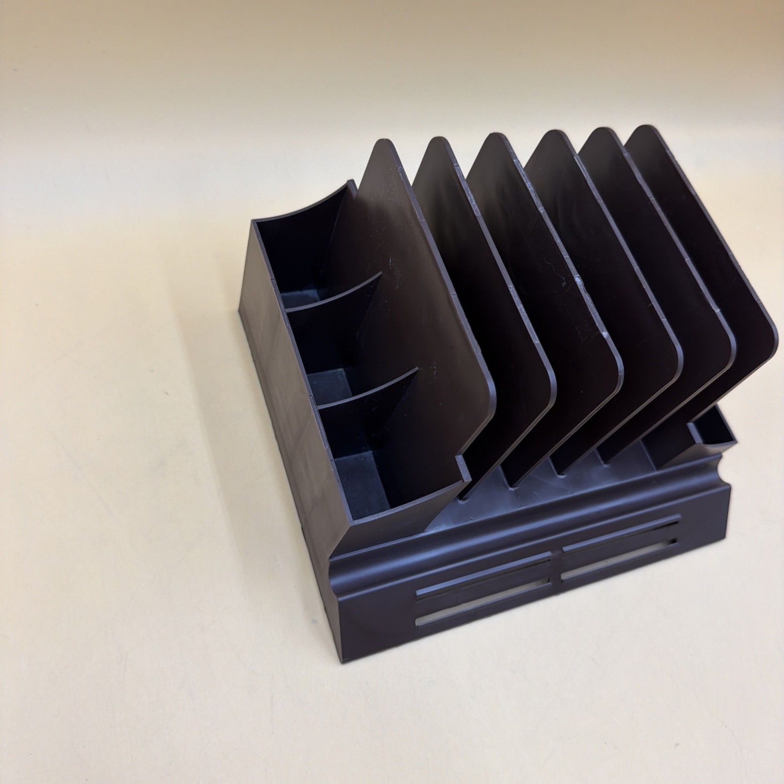 Vintage Action Industries Brown Plastic Desk Organizer Letter File Sorter 1970s