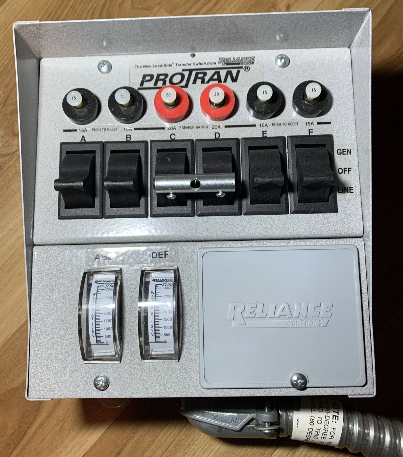 Reliance Controls PROTRAN 30216A 30 Amps 6 Circuit Transfer Switch