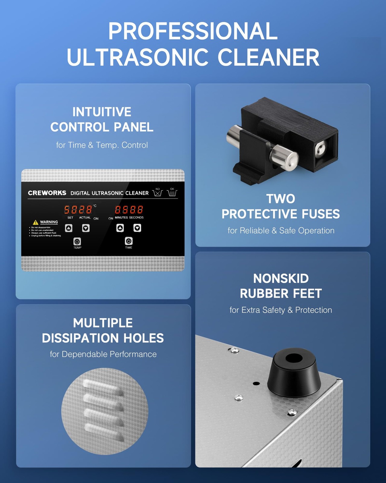 CREWORKS 22L Digital Ultrasonic Cleaning Machine with Heater and 22L, Black