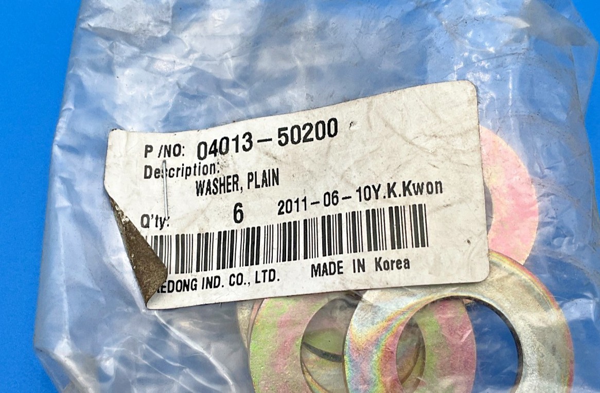 Daedong Kioti 04013-50200 Plain Washer 0401350200 04013 Bag of 6 New (TSC)