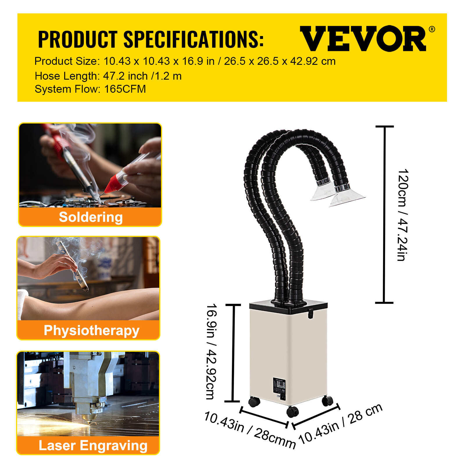 VEVOR 150W Pure Air Fume Extractor 3 Filter Smoke Purifier for Laser Engraver