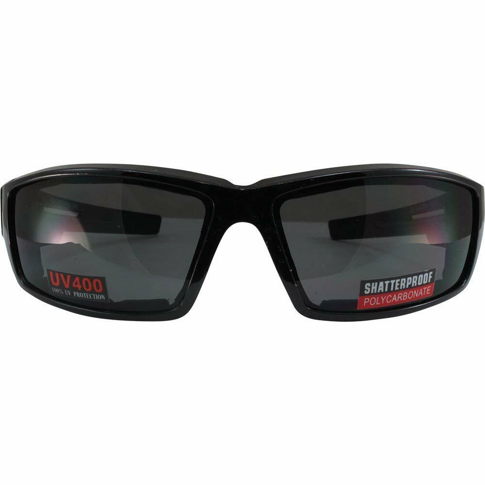 3 Global Vision Sly Motorcycle Glasses Black Frames 1 Clear Smoke 1 Yellow Lens