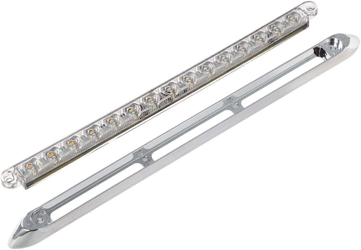 2Pcs 12″ Amber Led LED Trailer Light Bar 15-2835-SMD Clear Lens with Chrome
