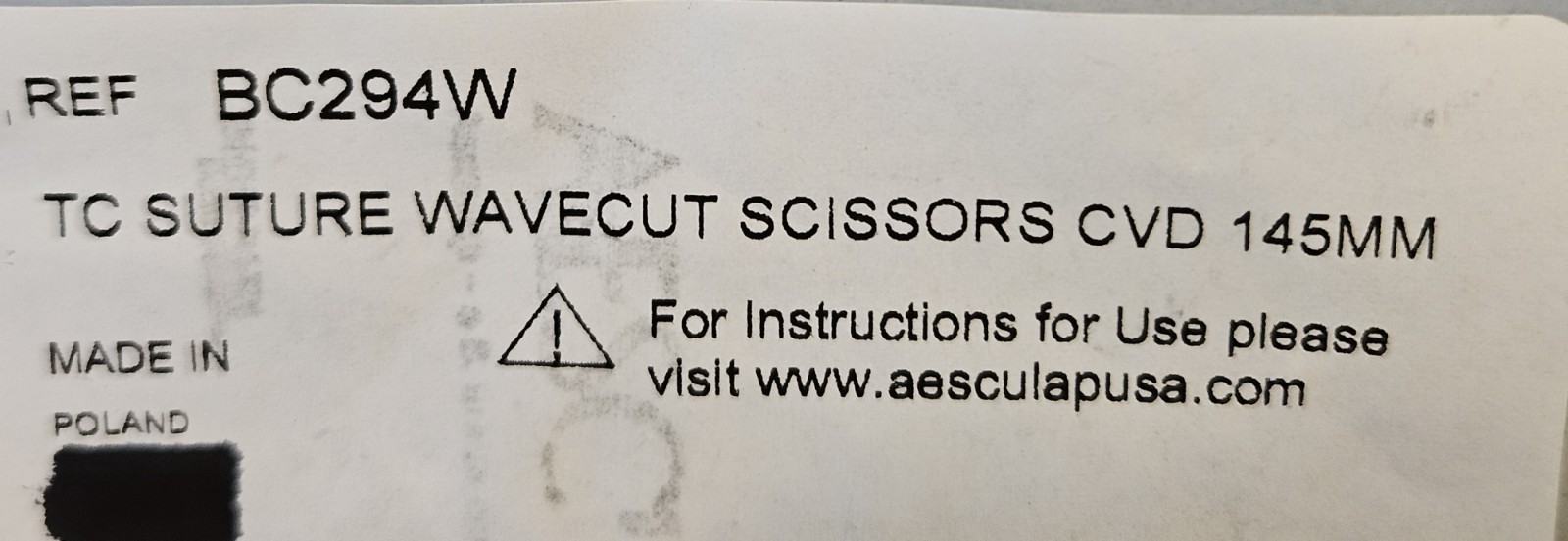 Aesculap BC294W TC Suture Wavecut Scissors CVD 145mm