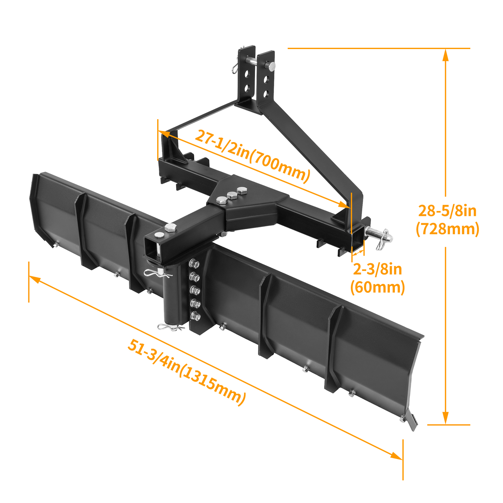 52″ Width 3 Point Rear Grading Blade Scrape Blade Fit Category 0 & 1 Tractors