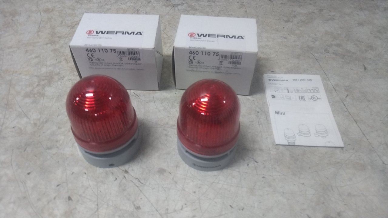Werma Evosignal 46011075 2 Pk 24VAC/DC Red LED Beacon Light Combination