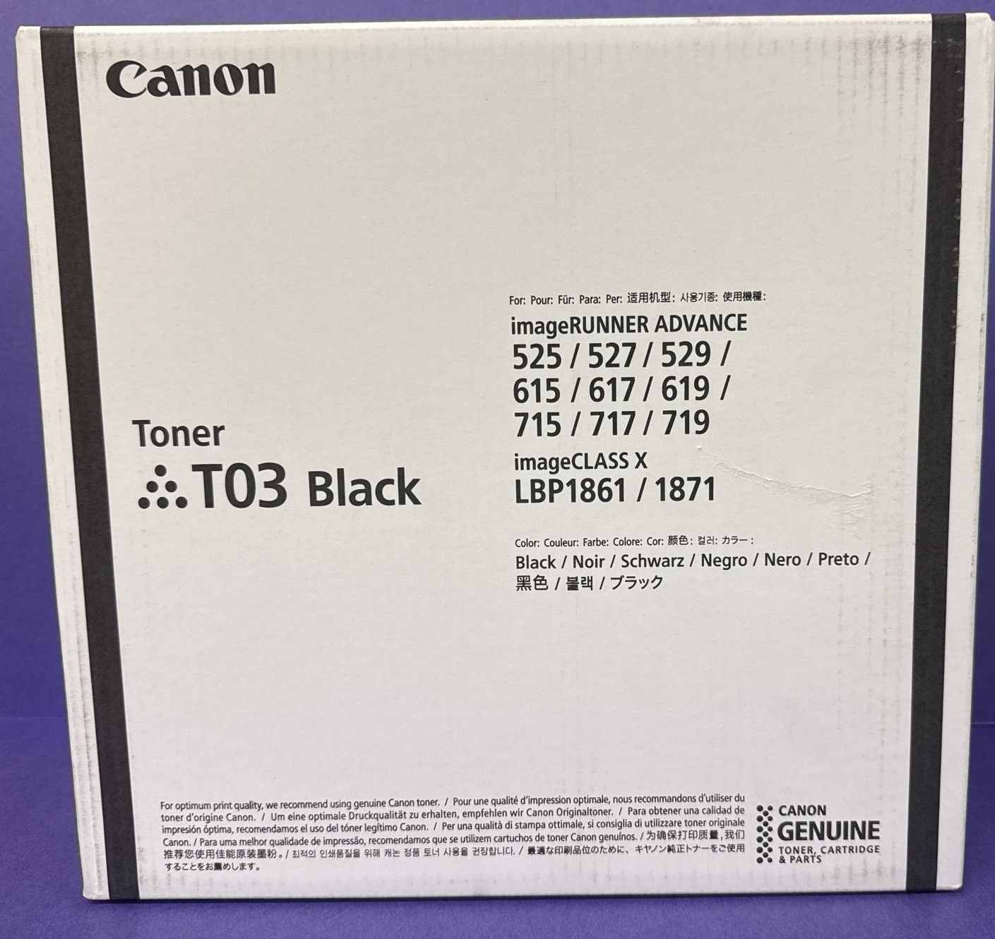 Canon Genuine T03 Black Toner Cartridge – New Sealed- image RUNNER 525/615/715