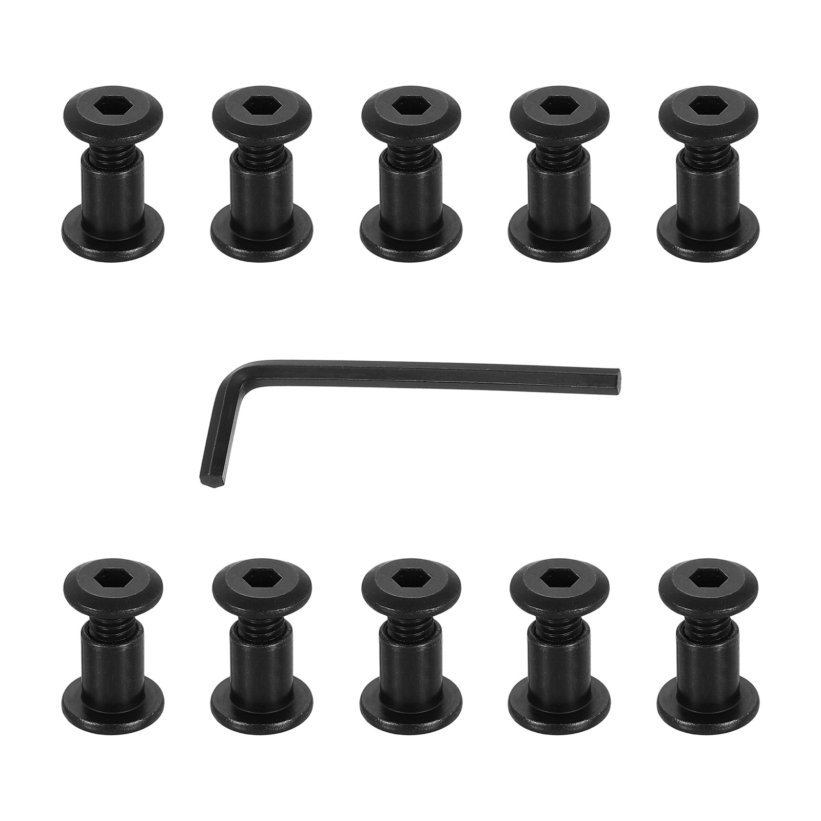 10Pcs M6x10mm Hex Chicago Screws 8x10mm Binding Posts Socket Cap Bolt Nut Black
