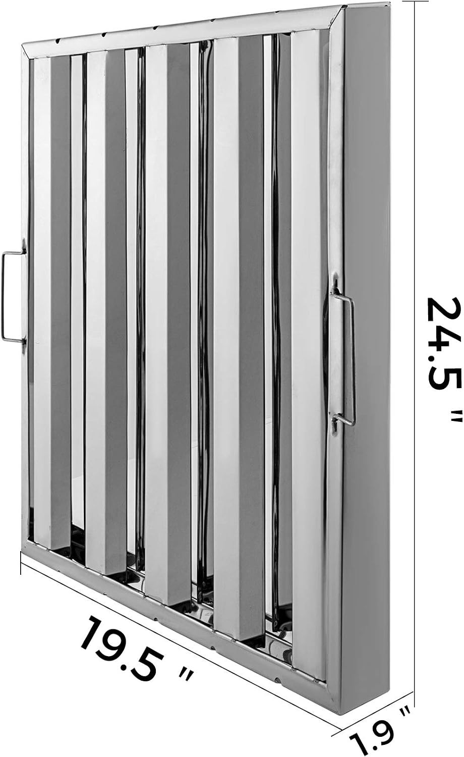 Pack of 6 Hood Filters 19.5W X 24.5H Inch, 430 Stainless Steel 4 Grooves Commerc