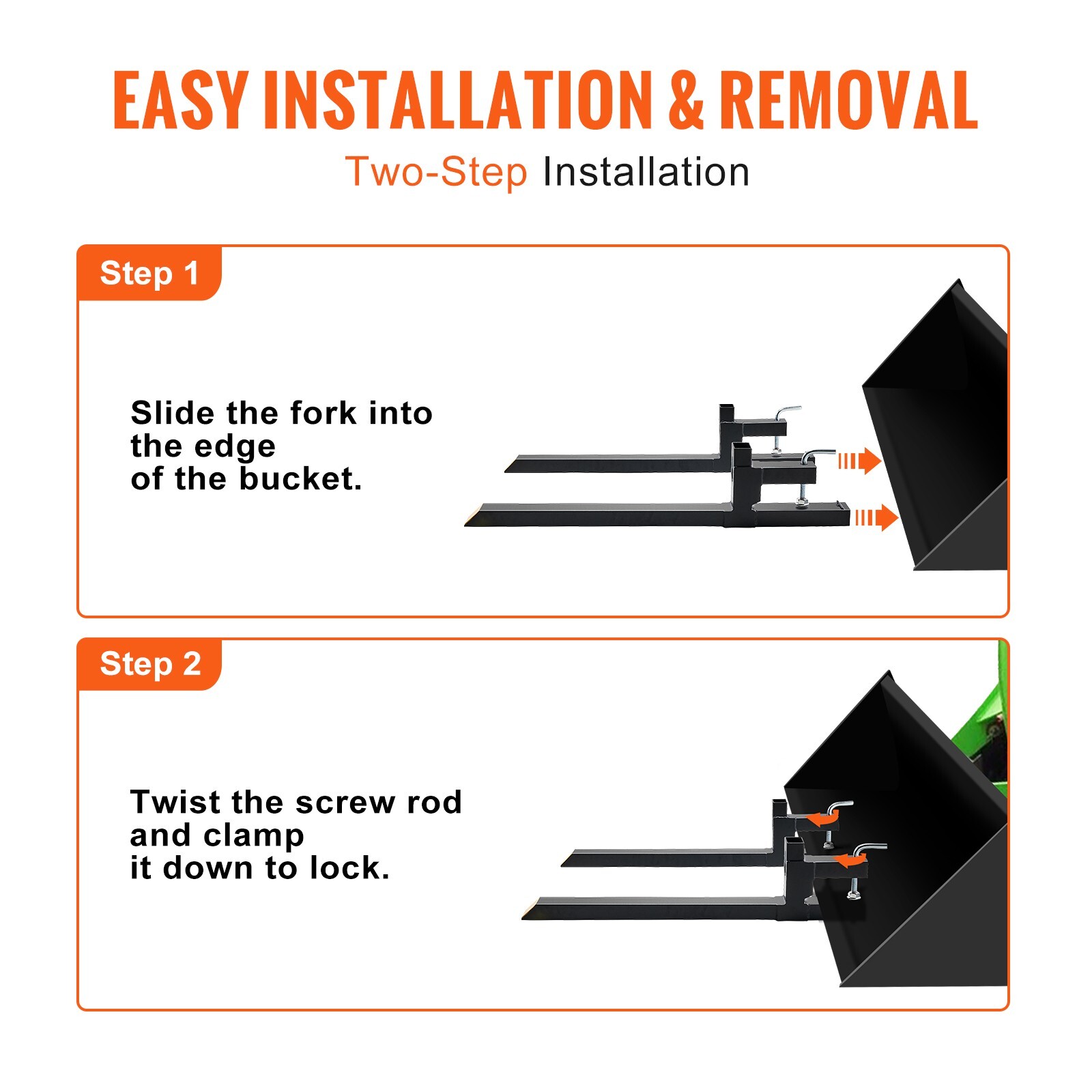 Clamp on Pallet Forks 2000 lbs 43″ Tractor Forks Heavy Duty Bucket Forks