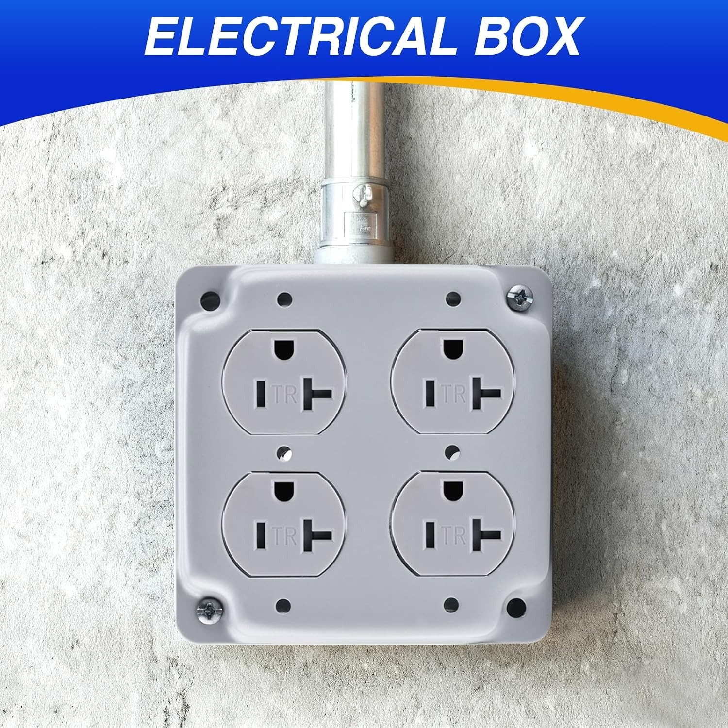 Patioer 4″x4″ Metal Electrical Box with Cover Double Duplex 1-1/2» Deep, 10 Set