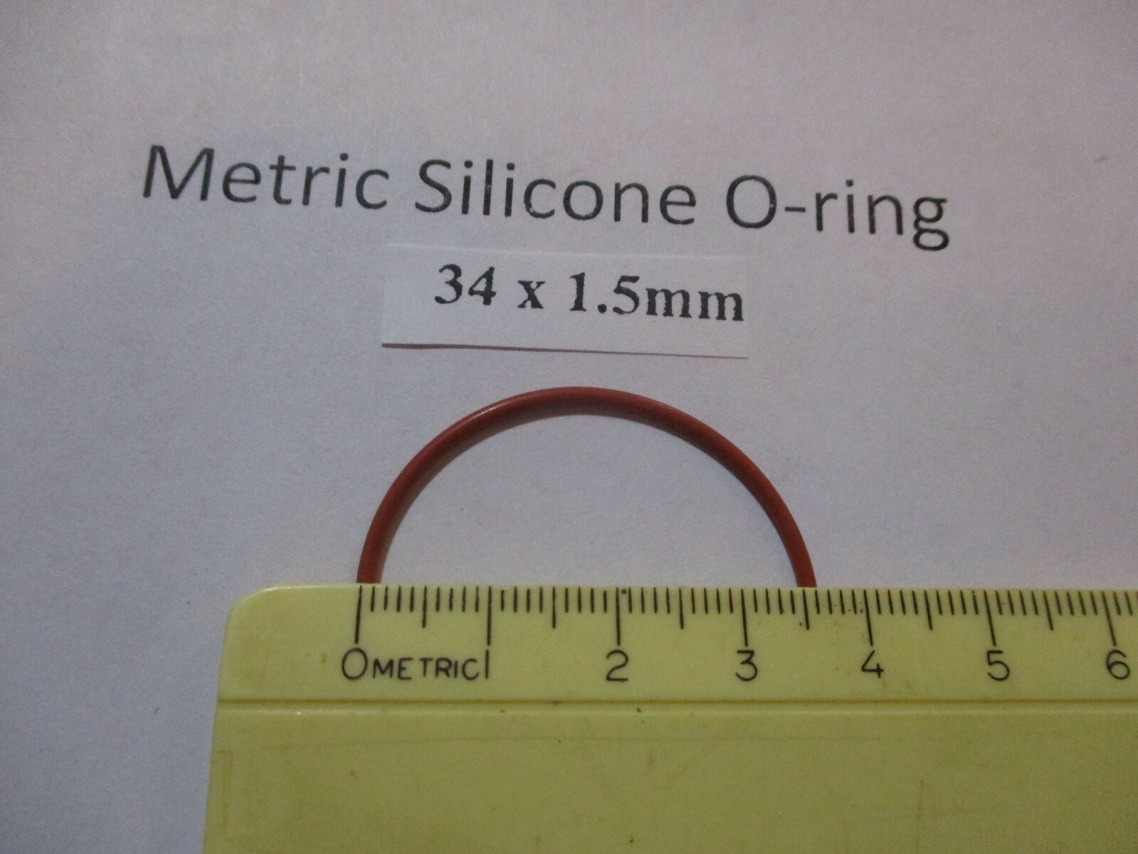 34mm ID x 37mm OD x 1.5mm thick SILICONE O-ring. Quan 1.