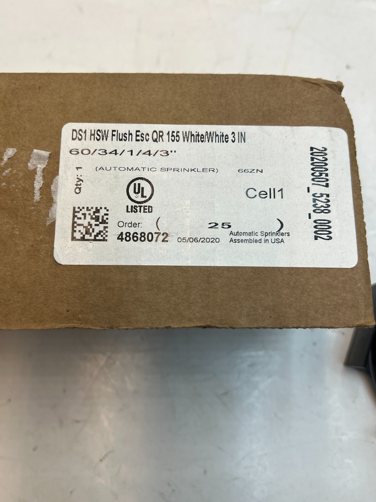 Automatic Sprinkler DS1 HSW FLUSH ESC QR 155 White/White 3”, 66ZN