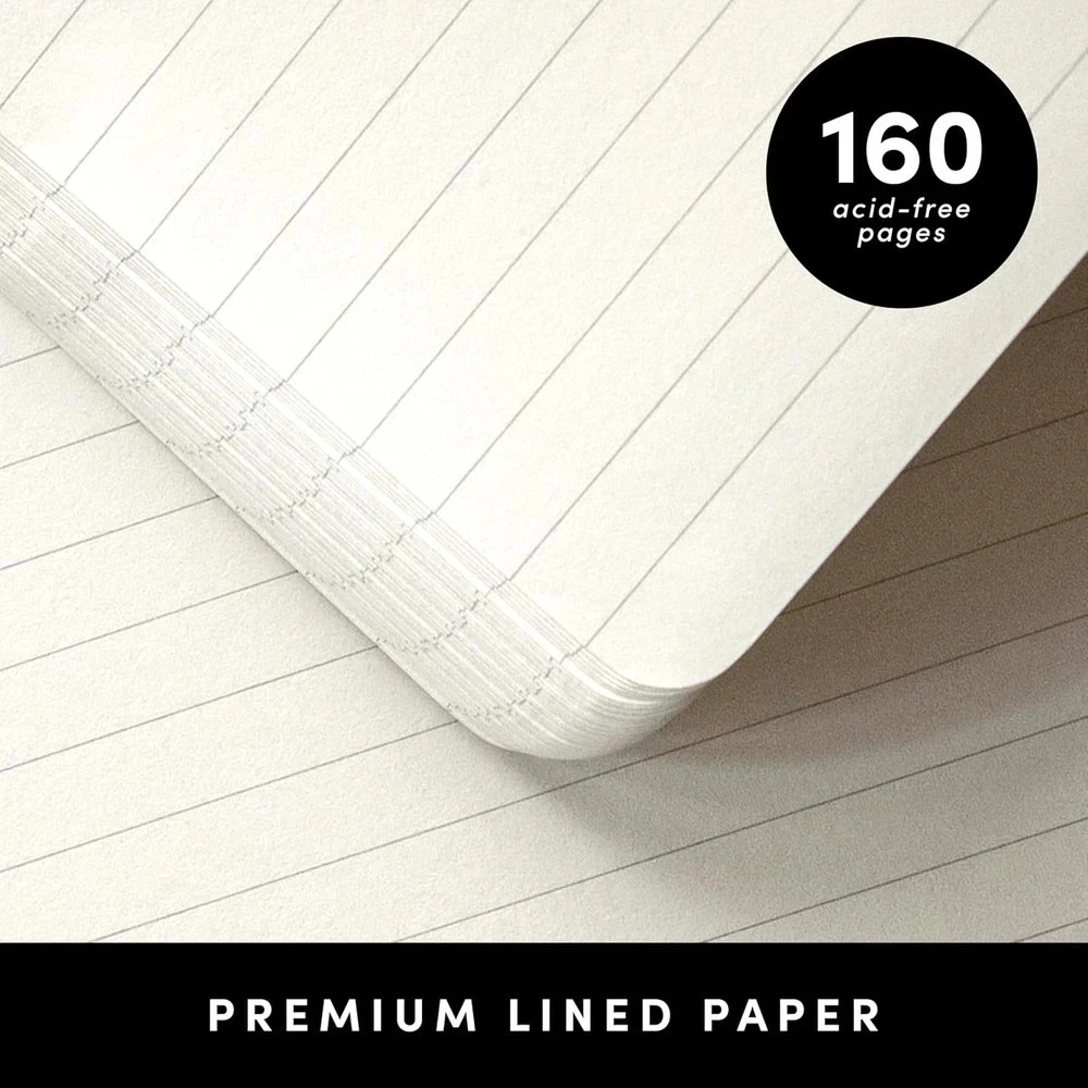 PAPERAGE Lined Journal Notebook, 10 Pack, (Black), 160 Pages, Medium 5.6 in x