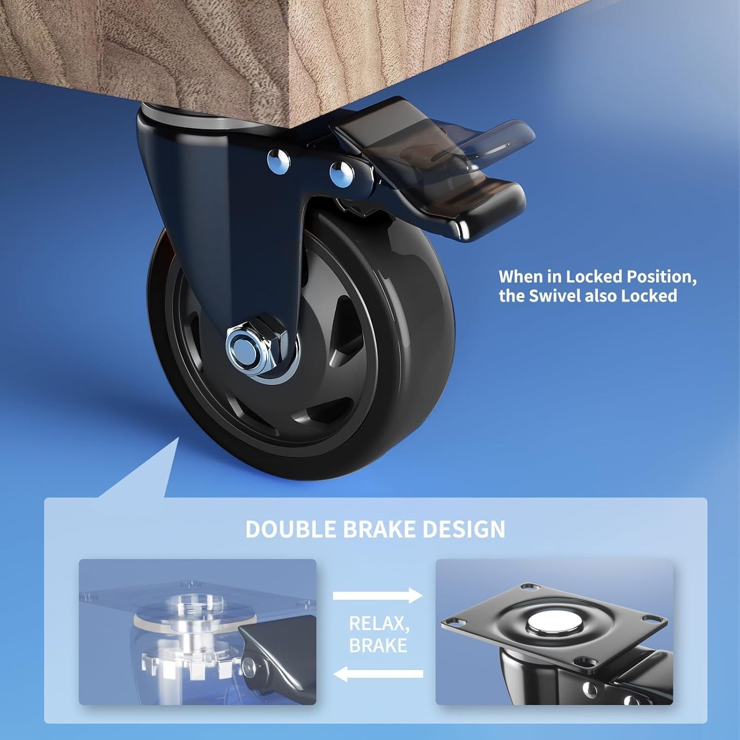 Versatile 4-Inch Heavy Duty Casters – Ideal for DIY Furniture Projects (4-Pack)