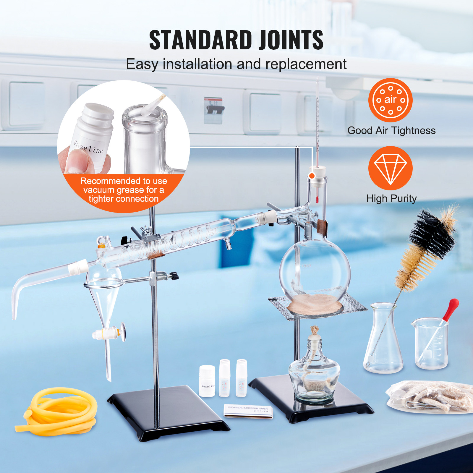VEVOR Essential Oil Distillation Kit 500ml Distillation Apparatus 28 pcs Set