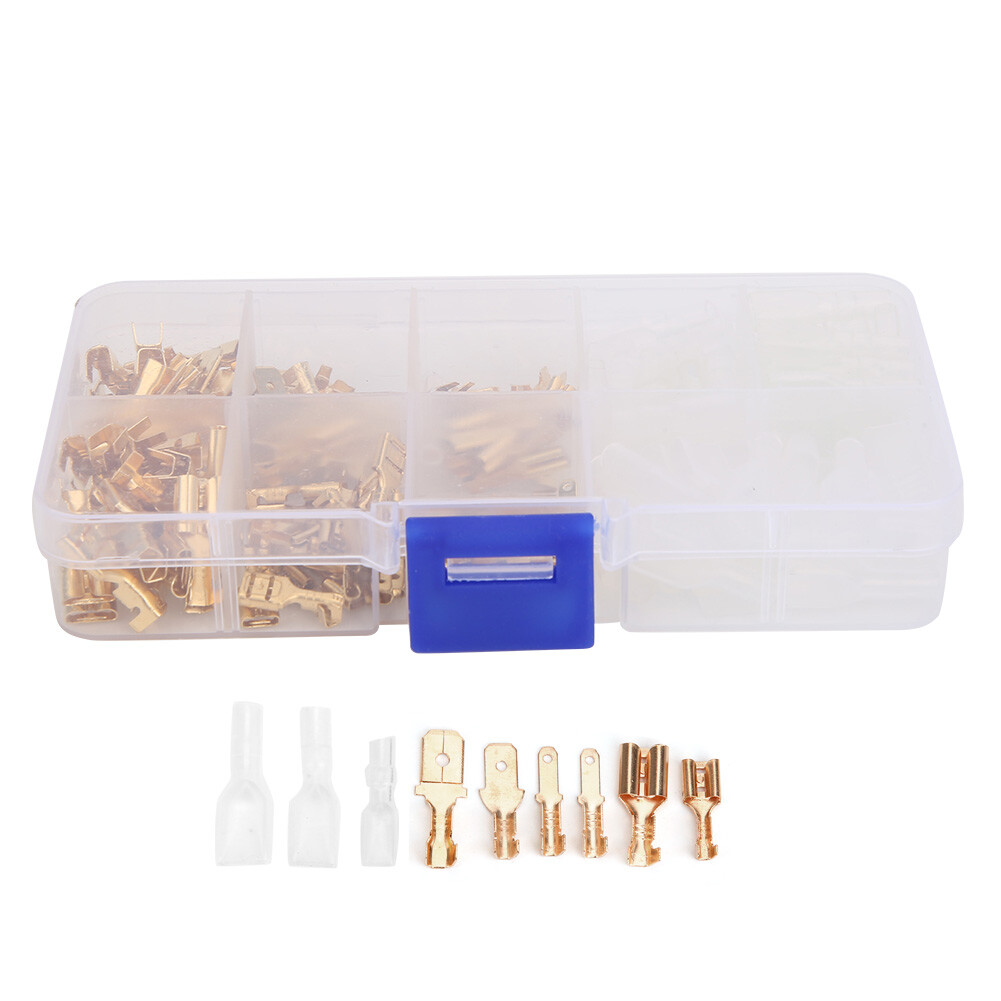 180Pcs Electrical Wire Cable Terminal Connector Golden Insert Spring With Cover