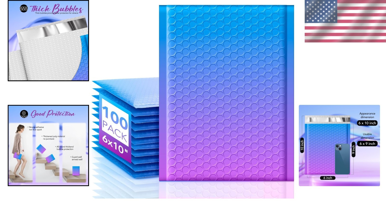 Lightweight Self-Seal Bubble Mailers 6×10