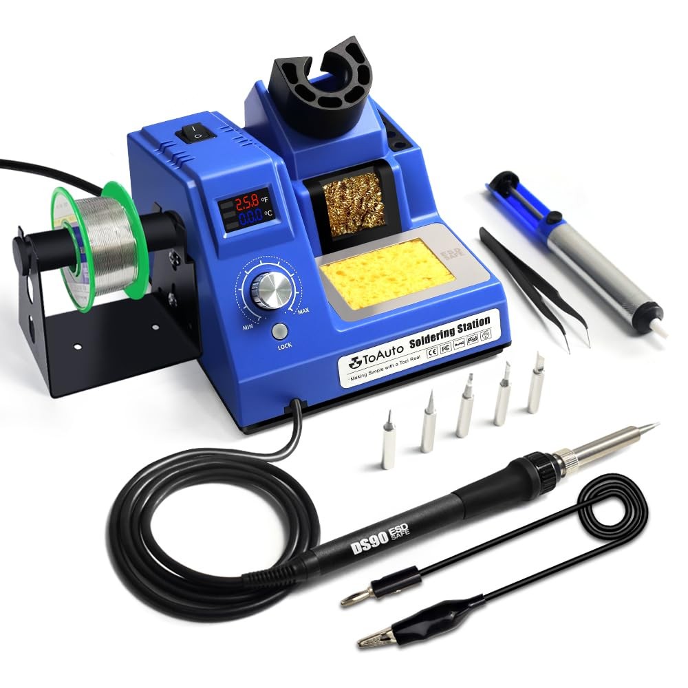 TOAUTO DS90 Soldering Station-°F & °C Dual Digital Display Soldering Iron Statio