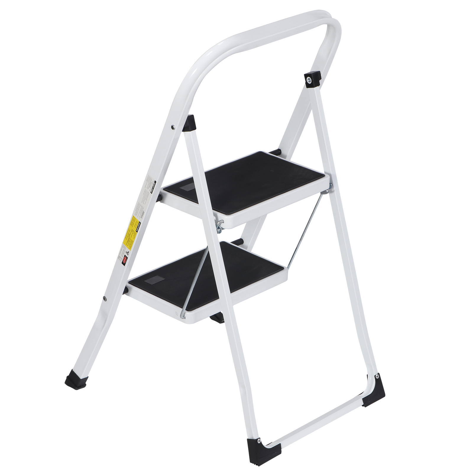 2 Step Ladder Folding Steel Step Stool Wide Anti-slip Pedal 350Lb Capacity White