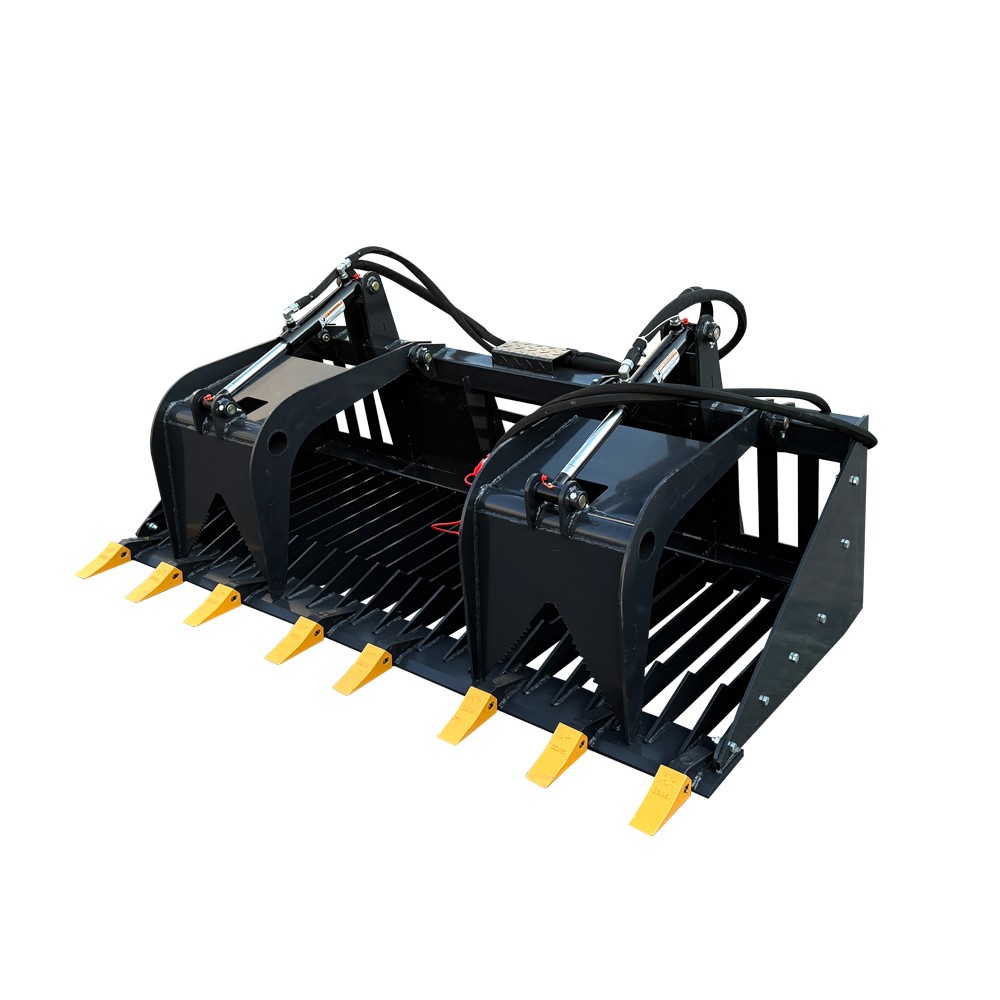 LandHonor 72in Skeleton Rock Grapple Rake Bucket w/ Teeth Skid Steer Attachments