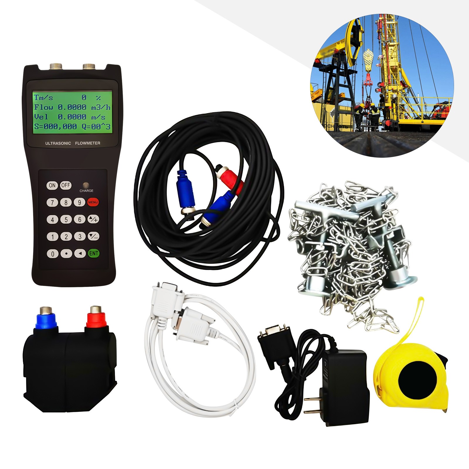TDS-100H Digital Ultrasonic Liquid Flowmeter Handheld Flow Meter DN50-700 M2