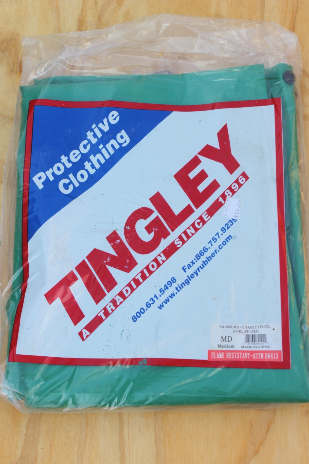 Tingley 41008 Rain Bib Overall Sz MED Green SafetyFlex Flame Resistant O41008