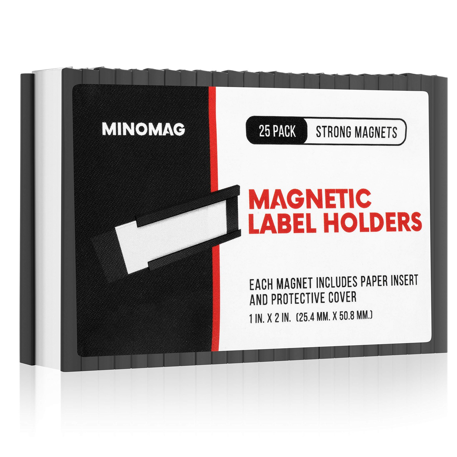 25pcs Magnetic Tool Box Labels 1×2 inches | C Channel 1″ x 2″, Label Holders