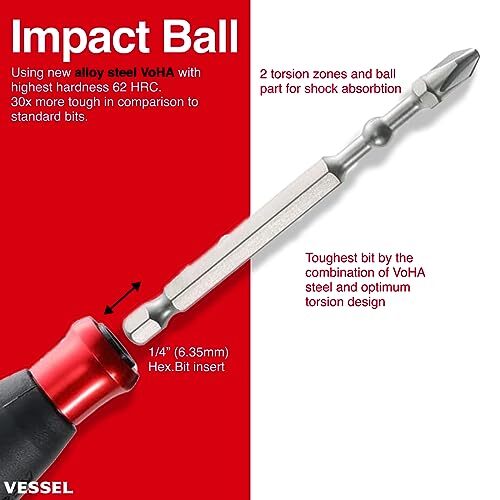 VESSEL e ASSIST Rechargeable Screwdriver 3.6V Power Manual 88.5 lbf in Torque