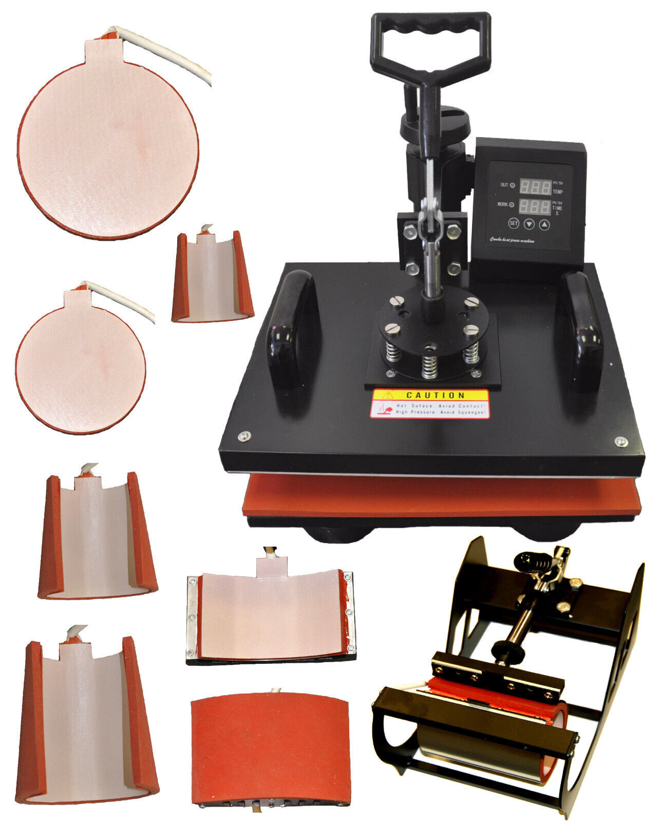 8in1 Combo Heat Press Wireles Sublimation Ink Printer Tshirts Mug Startup Bundle