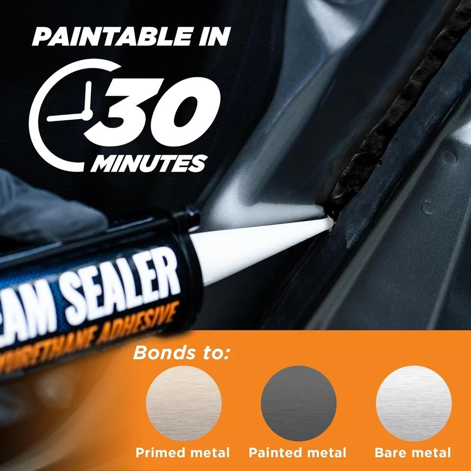 [Black] 2 Pack Professional Automotive Seam Sealer, Paintable Quick-Set Polyuret