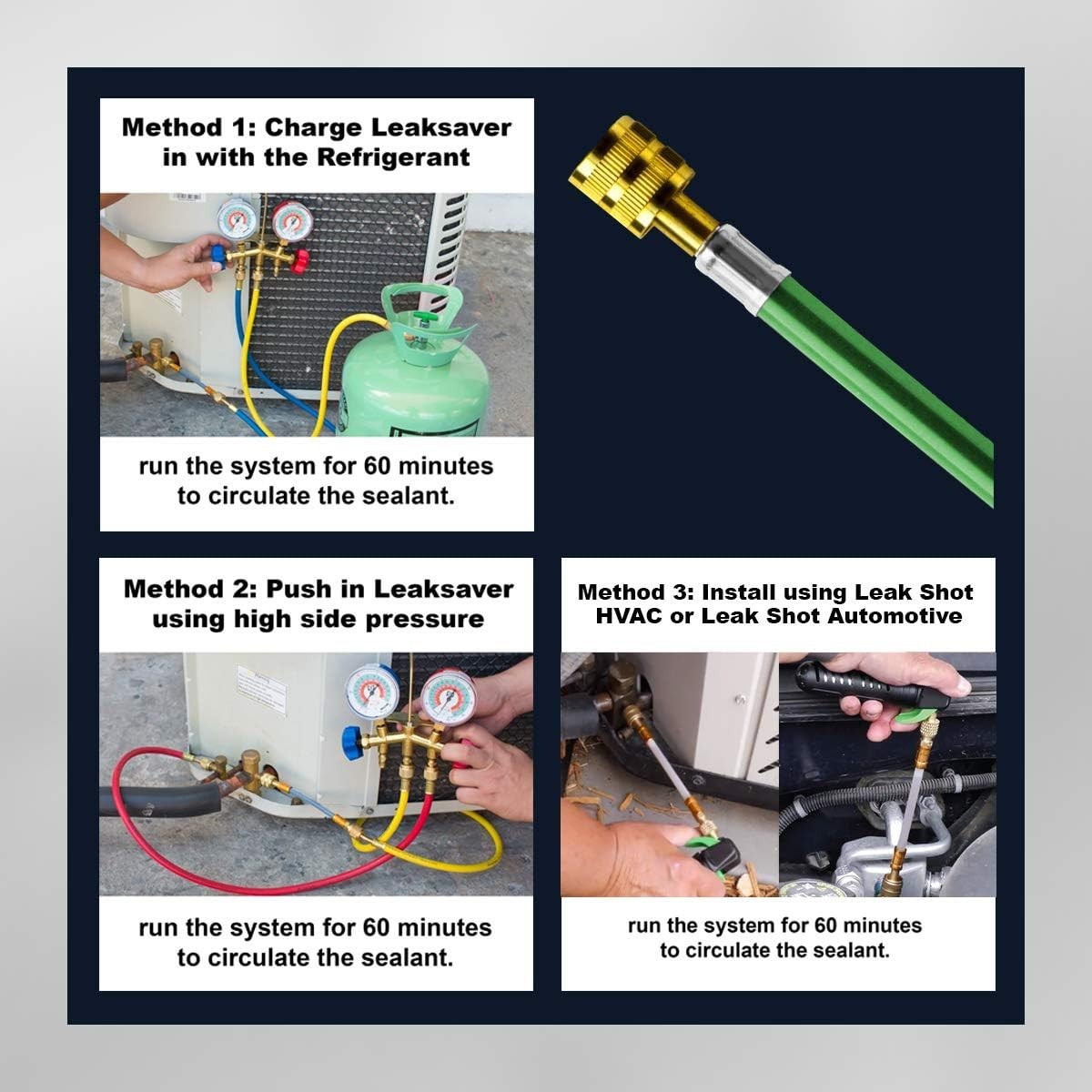 Leak Saver Direct Inject 3 In 1 AC Refrigerant Leak Sealer UV Dye