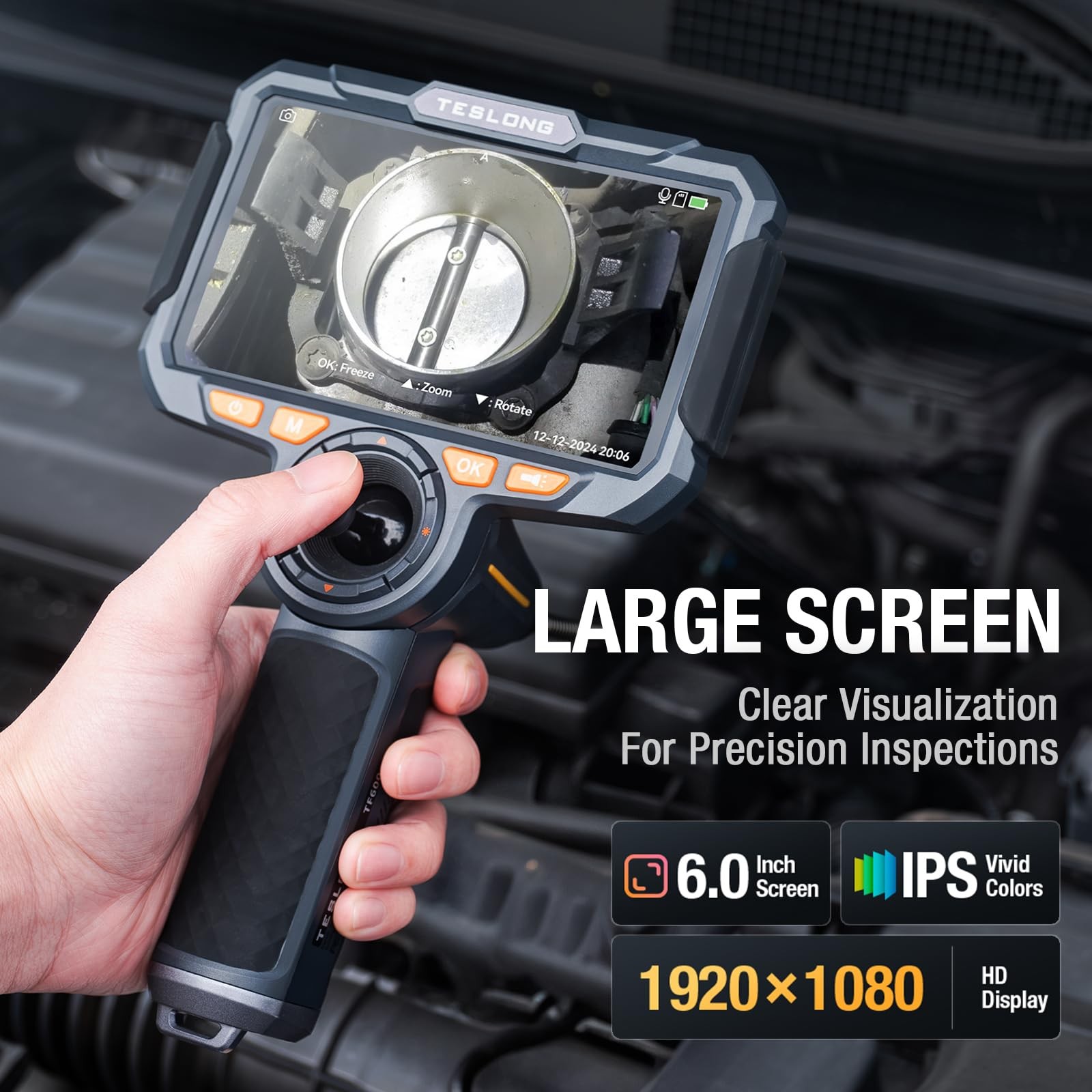 Teslong TF600 4-Way Articulating Borescope with 6-inch IPS LCD HD, black