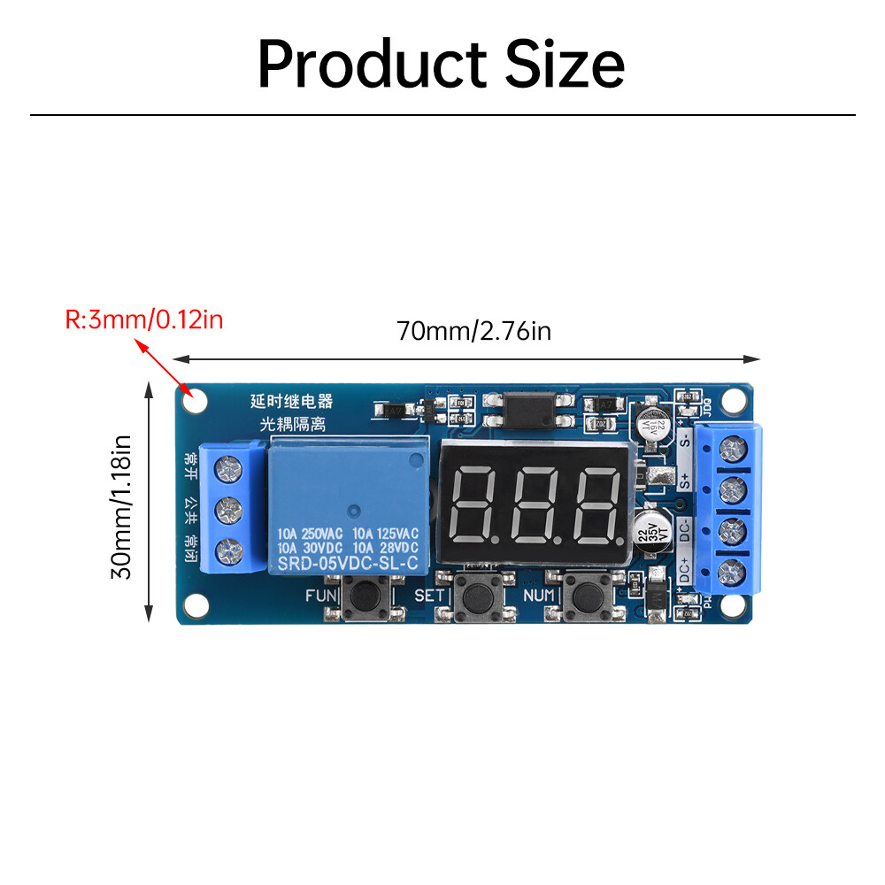 DC 3V 5V 12V 24V Digital LED Timer Delay Relay Start Switch Time Relay Module