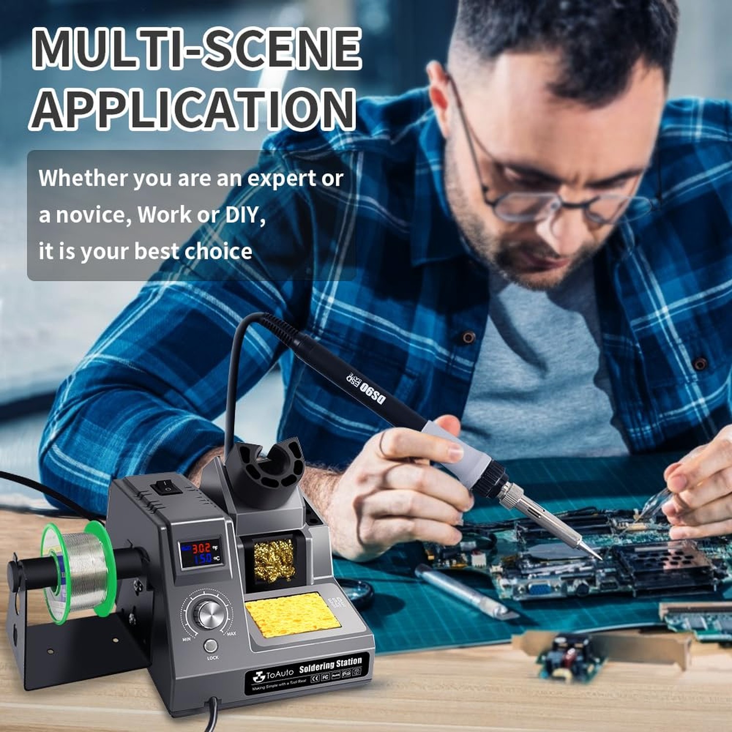 TOAUTO DS90 Soldering Station-°F & °C Dual Digital Display Soldering I